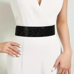 Sequin Elastic Glitter Belt Women's Corset Wide Waist Belt Metal Buckle Waistband Decorative Corset Strap Party Dress Accessorie