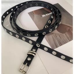 Women's American Vintage Belt New Double Loop Chain Rivet Eyelet Buckle Leather Belt Punk PU Leather Belts Rock Unique