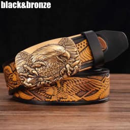 Men's Leather Belts for Men Genuine Leather Ratchet Belt Automatic Buckle Wide:35mm Men Automatic Buckle Belt
