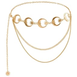 Fashion Sun Waistband for Women Girl Punk Hip Hop Waist Chain Vintage Metal Waist Chain for Dress Ladies Body Chain Belt Jewelry