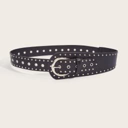 Fashion Women Black PU Leather Belt with Rivets Studded for Jeans Dress Skirts Shirts Decoration Punk Gothic Waist Strap Band