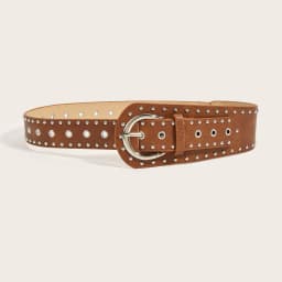 Fashion Women Black PU Leather Belt with Rivets Studded for Jeans Dress Skirts Shirts Decoration Punk Gothic Waist Strap Band