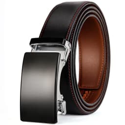 Plyesxale Genuine Leather Belt Men High Quality Ratchet Dress Belt With Automatic Buckle Blue Red Light Brown Mens Belts B36