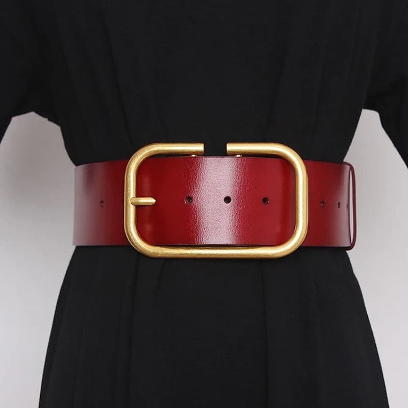 2025 Women's Genuine Leather Retro Copper Pin Buckle Wide Waist Seal Dress Decoration Corset Belts for Women Ladies Waist Belt