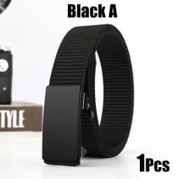 Men's Tactical Belt Automatic Metal Buckle Casual Nylon Belt Black Woven Canvas Breathable Fashion Outdoor Sport Jeans Strap