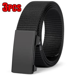 Men's Tactical Belt Automatic Metal Buckle Casual Nylon Belt Black Woven Canvas Breathable Fashion Outdoor Sport Jeans Strap