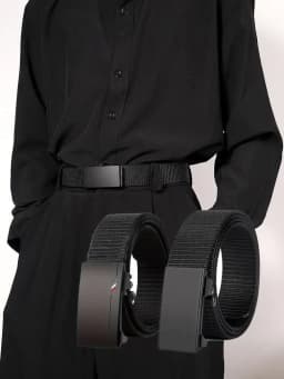 Men's Tactical Belt Automatic Metal Buckle Casual Nylon Belt Black Woven Canvas Breathable Fashion Outdoor Sport Jeans Strap