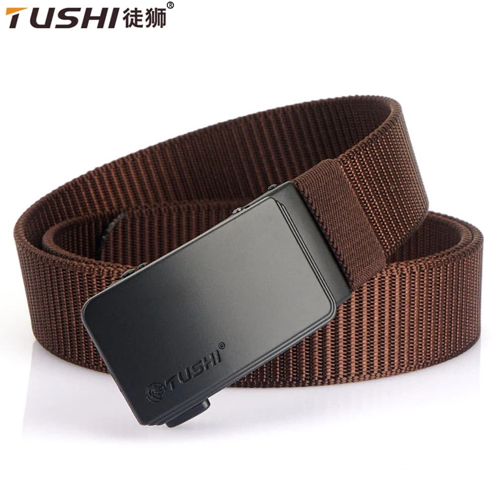 TUSHI New Nylon Belt Metal Automatic Buckle High Quality Men's Jeans Leather Belt Business Work Outdoor Tactical Belt for Men