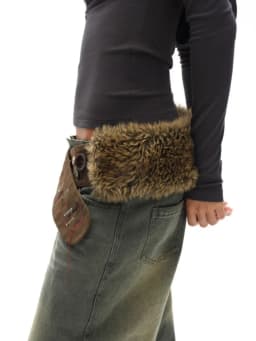 Vintage Brown Fur Belt Y2K Hook Furry Fur Belt Cowgirl Gothic Punk Sexy Belts Hip Hop Waistband Jeans Pants Decor