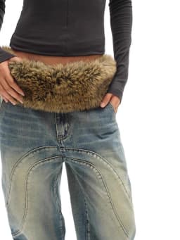 Vintage Brown Fur Belt Y2K Hook Furry Fur Belt Cowgirl Gothic Punk Sexy Belts Hip Hop Waistband Jeans Pants Decor