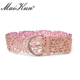 Maikun Hollow Retro Belts for Women All-match Decorative Women Belt Fashion Ladies Dress Belts Metal Pin Buckle