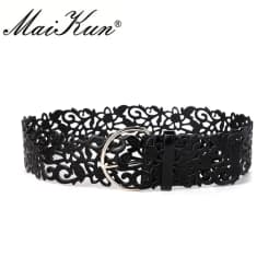 Maikun Hollow Retro Belts for Women All-match Decorative Women Belt Fashion Ladies Dress Belts Metal Pin Buckle