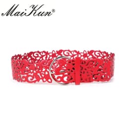 Maikun Hollow Retro Belts for Women All-match Decorative Women Belt Fashion Ladies Dress Belts Metal Pin Buckle