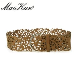 Maikun Hollow Retro Belts for Women All-match Decorative Women Belt Fashion Ladies Dress Belts Metal Pin Buckle