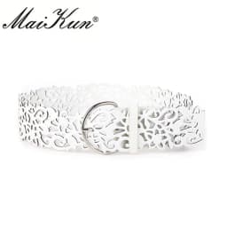 Maikun Hollow Retro Belts for Women All-match Decorative Women Belt Fashion Ladies Dress Belts Metal Pin Buckle