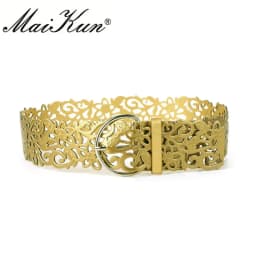 Maikun Hollow Retro Belts for Women All-match Decorative Women Belt Fashion Ladies Dress Belts Metal Pin Buckle