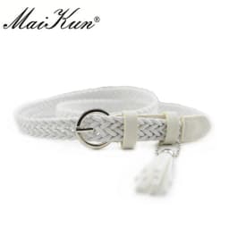 Maikun Thin Belts for Women High Quality PU Leather Lady Belt Exquisite Braided Tassel Female Belt for Dress Jeans