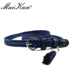 Maikun Thin Belts for Women High Quality PU Leather Lady Belt Exquisite Braided Tassel Female Belt for Dress Jeans