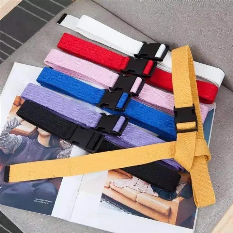 Adults Adjustable All-Match Belt Unisex Korean Style Canvas Belts Vintage Plastic Buckle Elastic Solid Color Long Waistband