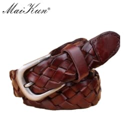 Western Cowboy Style Knitted Belt for Women Famous Brand Designer Vintage Waist Strap Casual Jeans Belt Pin Buckle