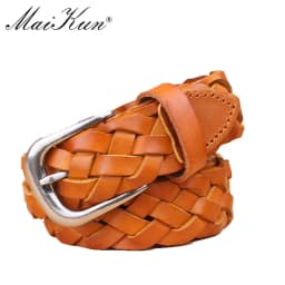 Western Cowboy Style Knitted Belt for Women Famous Brand Designer Vintage Waist Strap Casual Jeans Belt Pin Buckle