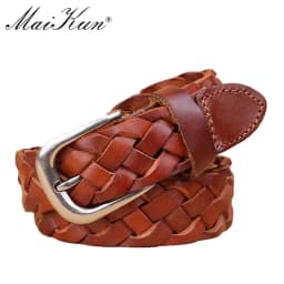 Western Cowboy Style Knitted Belt for Women Famous Brand Designer Vintage Waist Strap Casual Jeans Belt Pin Buckle