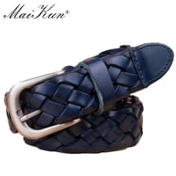 Western Cowboy Style Knitted Belt for Women Famous Brand Designer Vintage Waist Strap Casual Jeans Belt Pin Buckle