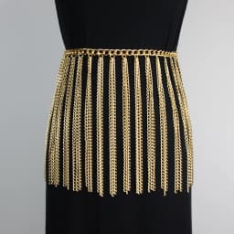 2021 Luxury Wide Tassel Fringe Metal Waist Chain Gold Wide Waist Belt Female Night Club Body Chain European Ladies Belt Cinture