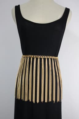 2021 Luxury Wide Tassel Fringe Metal Waist Chain Gold Wide Waist Belt Female Night Club Body Chain European Ladies Belt Cinture