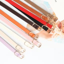 1.4x105cm Retro Pin Buckle Thin Belt for Women Girls Simple PU Leather Waistband Ladies Jeans Dress Accessories