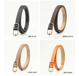 1.4x105cm Retro Pin Buckle Thin Belt for Women Girls Simple PU Leather Waistband Ladies Jeans Dress Accessories