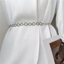  Women Metal Circle Ring Chain Blet Golden Silver Thin Tassel Waist Chain Ladies Dress Coat Skinny Waistband