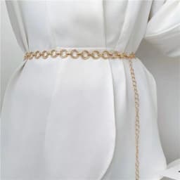  Women Metal Circle Ring Chain Blet Golden Silver Thin Tassel Waist Chain Ladies Dress Coat Skinny Waistband