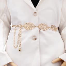 Fashion Metal Leaves Women Chain Belt Golden Sliver Long Waist Chain Ladies Dress Coat Decorative Waistband