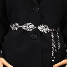 Fashion Metal Leaves Women Chain Belt Golden Sliver Long Waist Chain Ladies Dress Coat Decorative Waistband