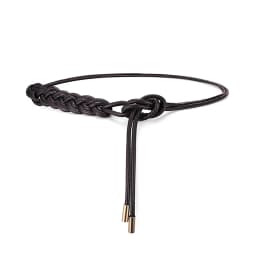 Women Knotted Long Belt Fashion Braided Leather Rope Thin Belt Female Dress Coat Decorative String Waistband