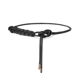 Women Knotted Long Belt Fashion Braided Leather Rope Thin Belt Female Dress Coat Decorative String Waistband