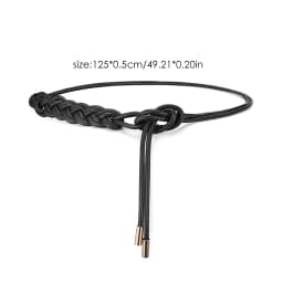 Women Knotted Long Belt Fashion Braided Leather Rope Thin Belt Female Dress Coat Decorative String Waistband