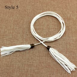 Women Long rope Waist Chain Belt Braided PU Leather Long Tassel Decoration Dress Waist Rope Knotted Skinny String Waistband