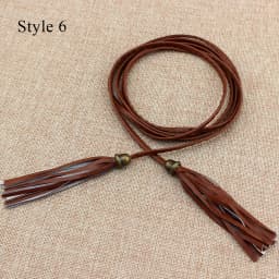 Women Long rope Waist Chain Belt Braided PU Leather Long Tassel Decoration Dress Waist Rope Knotted Skinny String Waistband