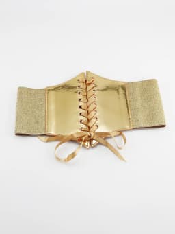 Fashion Elastic Gold Silver Corset Wide Belt For Women PU Leather Lace Up Waist Strap Female Dress Skirt Coat Decorative Girdle