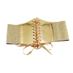 Fashion Elastic Gold Silver Corset Wide Belt For Women PU Leather Lace Up Waist Strap Female Dress Skirt Coat Decorative Girdle
