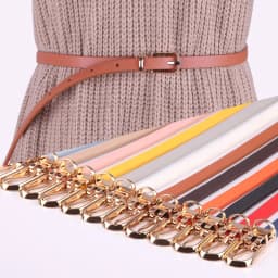 Fashion PU Leather Women Belts Black Blue White Pink Red Thin Skinny Pin Buckle Waistband Dress Jeans Decoration Belts