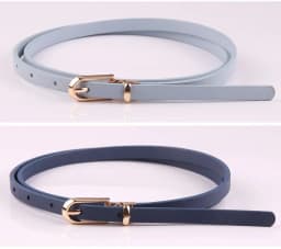 Fashion PU Leather Women Belts Black Blue White Pink Red Thin Skinny Pin Buckle Waistband Dress Jeans Decoration Belts