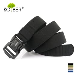 KOLBER New Men's Casual Elastic Belt Aluminum Buckle Quick Release Military Tactical Belt Soft Nylon Stretch Work Belt Waistband