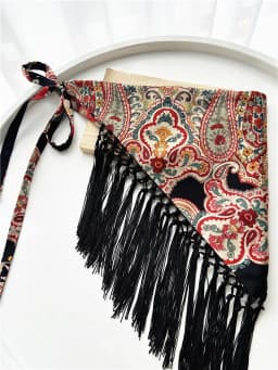Vintage Triangular Fart Curtain Women's Belt With Skirt Bohemian Ethnic Waist Seal Fringed Skirt Curtain Pants Accessories