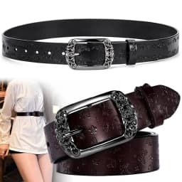 1 Pcs Fashion PU Leather Alloy Pin Buckle Carved Waist Belt 110 cm Harajuku Y2K Belt Chic Vintage Punk Waistband For Women