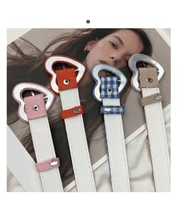 Heart Denim Belt for Women Love Buckle New All-Match Jeans Belts Ladies Pink Fabric Strap Female Personality Dress Waistband