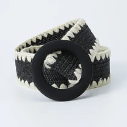 Women Fashion Belt Straw Woven Elastic Wide Strap with Matching Round Buckle