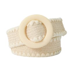 Women Fashion Belt Straw Woven Elastic Wide Strap with Matching Round Buckle